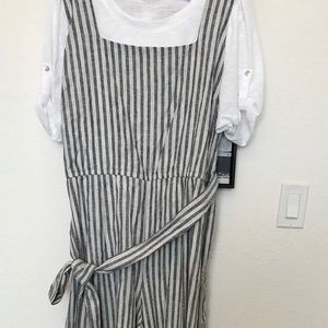 Lane Bryant Linen Jumpsuit & White Cotton T-Shirt